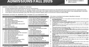 Admissio Open in University of Engineering & Technology Lahore