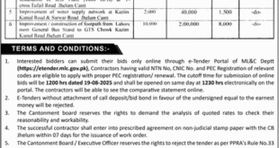 Cantonment Board Jhelum Tender Notice