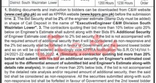 Communication & Works Department Wana Tender Notice