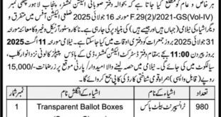 Election Commission Sialkot Tender Notice