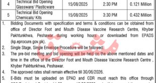 Foot & Mouth Disease Vaccine Research Centre Peshawar Tender Notice