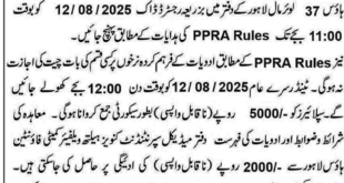 Fountain House Lahore Tender Notice