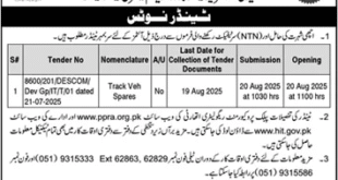 Heavy Industries Taxila Board Tender Notice
