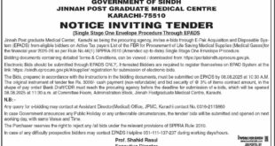 Jinnah Post Graduate Medical Center Karachi Tender Notice