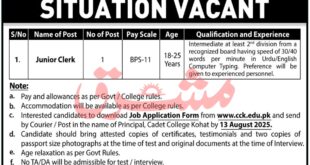 Jobs in Cadet College Kohat
