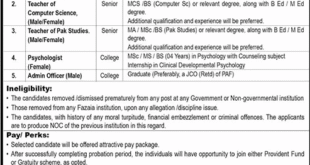 Jobs in Fazaia Schools & College Lahore