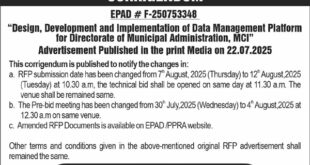 Metropolition Corporation Islamabad Tender Notice