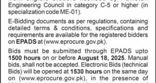NESPAK Lahore Tender Notice