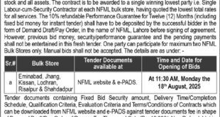 National Fertilizer Marketing Limited Lahore Tender Notice
