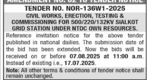 National Grid Company of Pakistan Limited Lahore Tender Notice-1