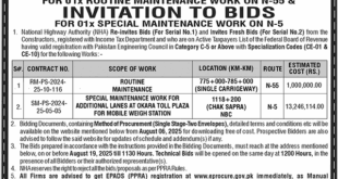 National Highway Authority Multan Tender Notice