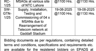National Telecommunication Corporation Lahore Tender Notice