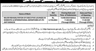 Pakistan Airports Authority Karachi Tender Notice-1