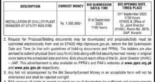 Pakistan Airports Authority Karachi Tender Notice