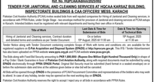 Pakistan Civil Aviation Authority Karachi Tender Notice