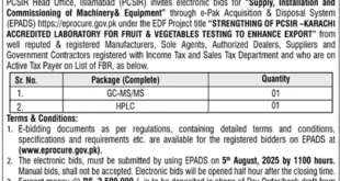 Pakistan Council of Scientific & Industrial Research Islamabad Tender Notice