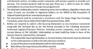 Pakistan Post Islamabad Tender Notice