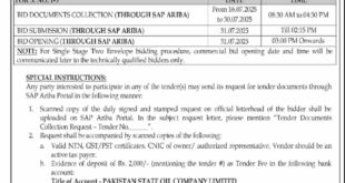 Pakistan State Oil Tender Notice