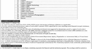Punjab Education Foundation Lahore Tender Notice