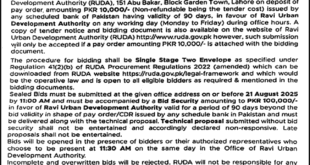 Ravi Urban Development Authority Lahore Tender Notice