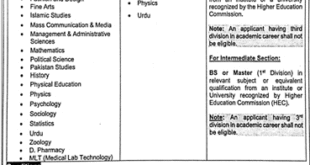 Visiting Teacher Jobs in University of Narowal