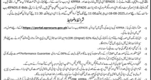 District Jail Haripur Tender Notice
