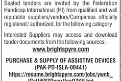 Federation Handicap International Islamabad Tender Notice