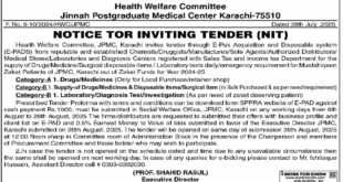 Health Welfare Committee Karachi Tender Notice
