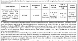 Karachi Metropolitan University Nazimabad Tender Notice