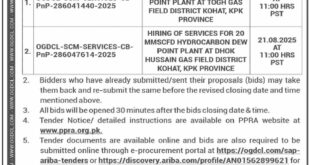 Oil & Gas Development Company Limited Islamabad Tender Notice