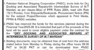 Pakistan National Shipping Corporation Tender Notice-1