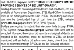 Zarai Taraqiati Bank Limited Islamabad Tender Notice